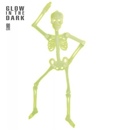 bewegliches 3D Glow in the Dark Skelett 92cm