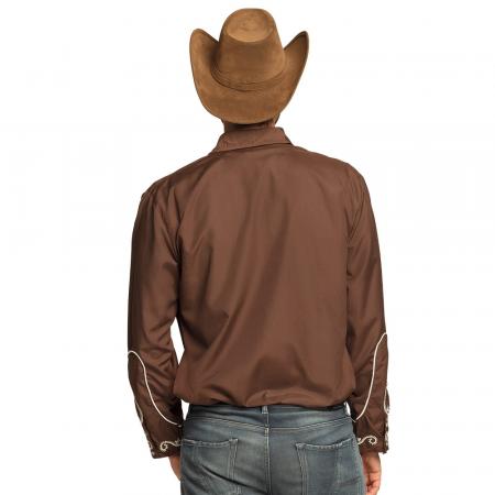 Authentisches Cowboy Hemd Braun mit Stickereien