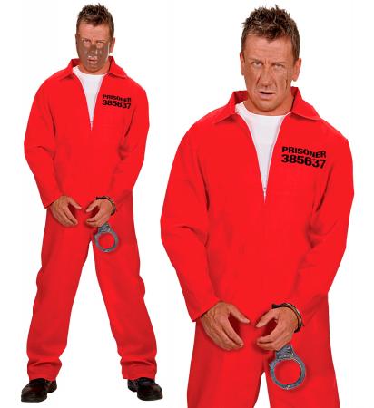 Häftling Kostüm Rot County Jail mit Handschellen