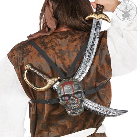 Piraten Rückengurt mit 2 Säbeln und Totenkopf