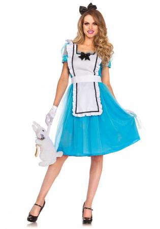 Klassisches Alice im Wunderland Kostüm Blau - Weiss