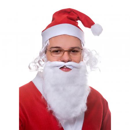Weihnachtsmütze mit Haaren, Bart und Brille