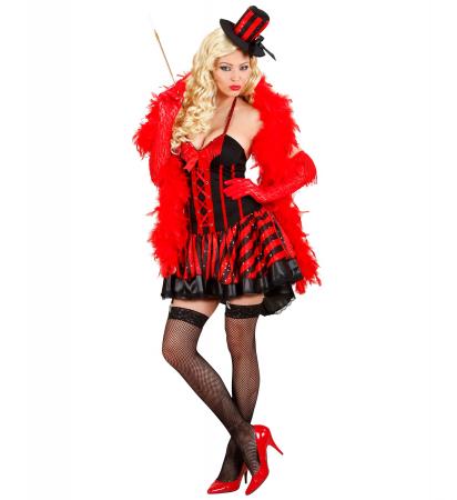 Damen Burlesque Girl Kostüm Rot Schwarz