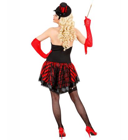 Damen Burlesque Girl Kostüm Rot Schwarz