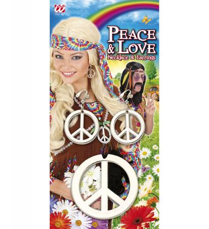 Hippie Set mit Ohrringe und Peace Kette