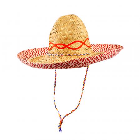Mexicaner Sombrero Beige rot