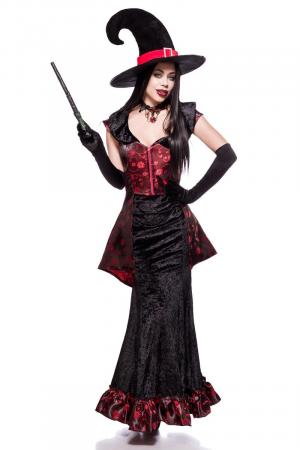 Deluxe Hexen Kostüm in Schwarz Rot