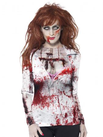 Zombie Frau Halloween T-Shirt, Sublimationsaufdruck