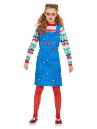 Mädchen Chucky Mörderpuppe Kostüm Blau