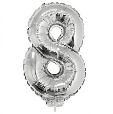 Folienballon Zahlenballon Zahl 8 in Silber 41cm