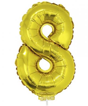 Folienballon Zahlenballon Zahl 8 in Gold 41cm
