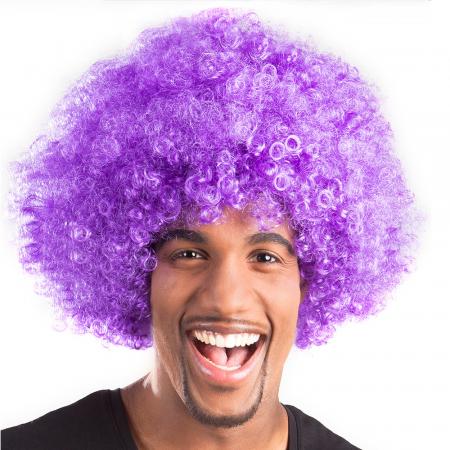 Violette lockige Afro Perücke