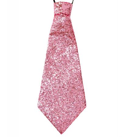 Pinke Lurex Krawatte mit Gummiband
