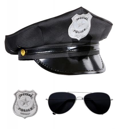 Polizei Set mit Mütze, Marke und Sonnenbrille