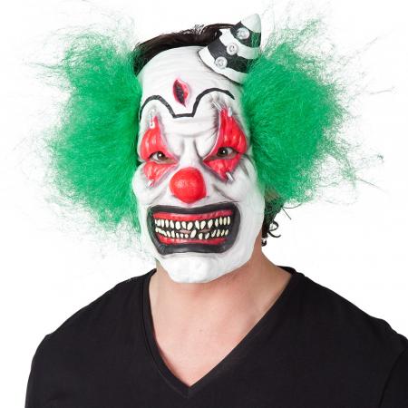 Latex Gesichtsmaske Horror Clown mit Haar