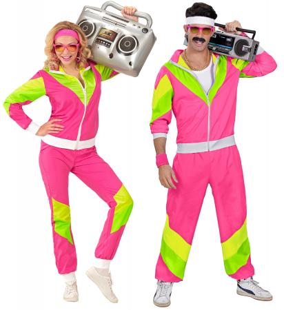 80er Jahre Trainingsanzug Pink-grün Unisex