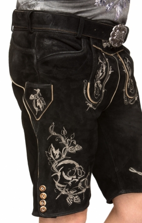 Stockerpoint Trachten Lederhose mit Gürtel LAURENZ schwarz gespeckt