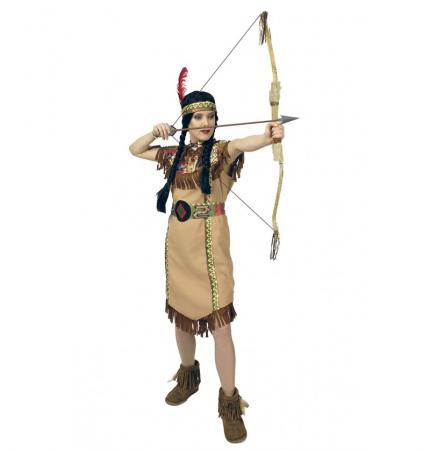 Damen Indianer Kostüm Wilder Adler Kleid, Gürtel und Kopfschmuck ohne Bogen