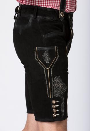 Stockerpoint Lederhose kurz mit Träger BEPPO4 Schwarz gespeckt