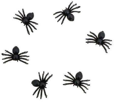 Set mit 18 Schwarzen Spinnen 1.2x2x0.5cm