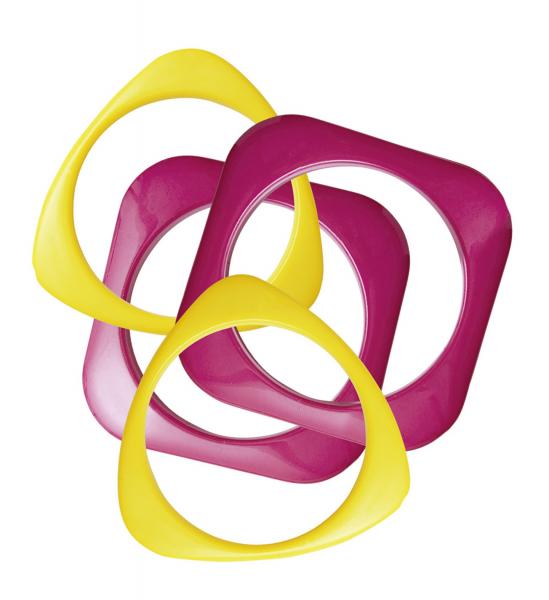 4 Pinke und Gelbe Disko Armbänder