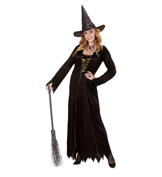 Schwarze Hexe Damen Kostüm mit Kleid, Gürtel