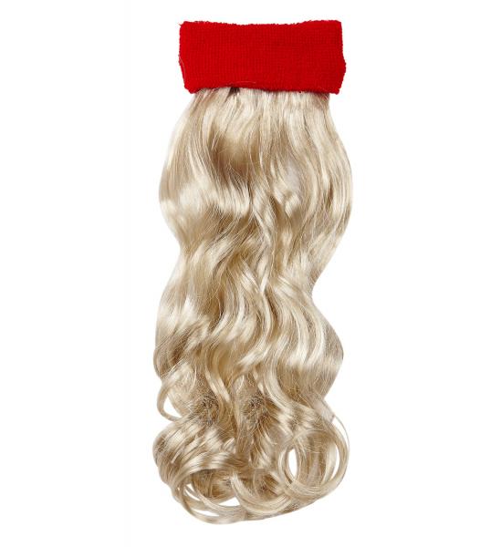 Rotes Stirnband mit blondem lockigem Haar