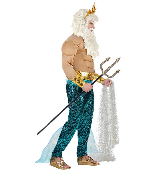 Poseidon Männerkostüm Muskelshirt, Hose, Gürtel, Armbänder, Krone