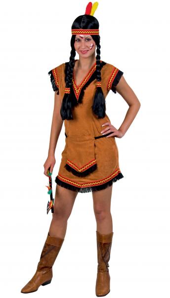 Damen Indianer Kostüm Kleid und Gürteltasche