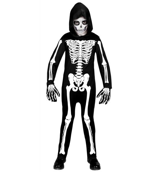 Skelett Kostüm mit Overall mit Kapuze