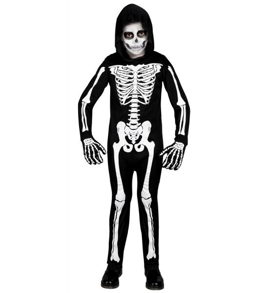 Skelett Kostüm mit Overall mit Kapuze
