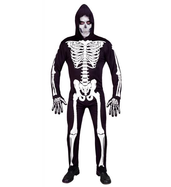 Skelett Overall mit Kapuze