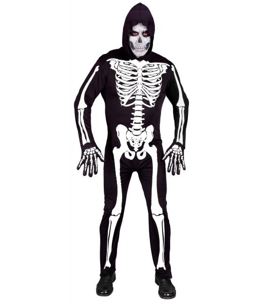 Skelett Overall mit Kapuze