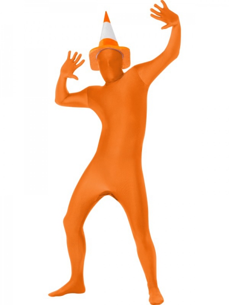 Morphsuit Orange mit Bauchtasche verdecktem Hosenschlitz