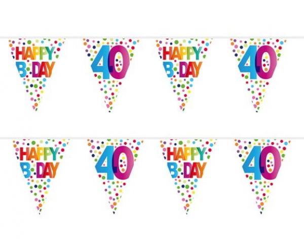 Happy Birthday 40 Wimpelkette 10m mit Dots