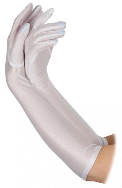 Weisse lange Handschuhe Satin 43 cm