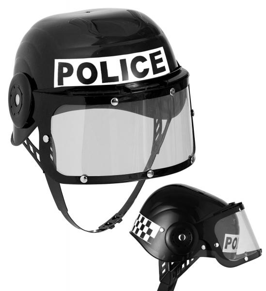 Polizei Einsatz Helm aus Hart Plastik Schwarz