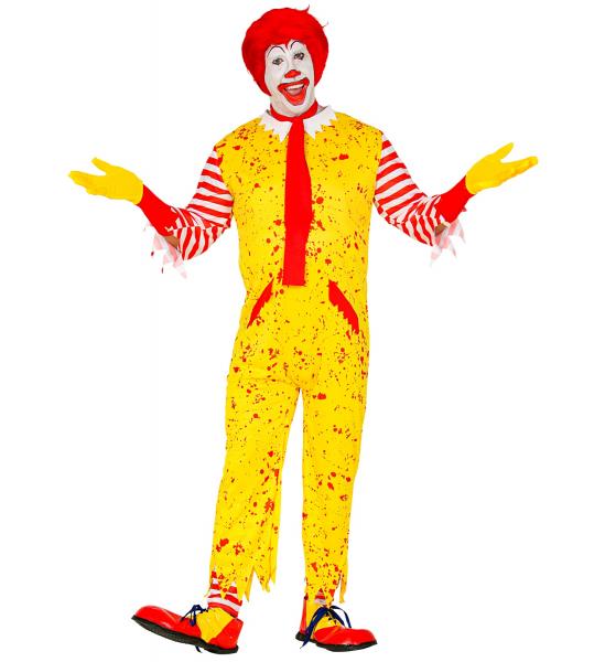 Mc Fastfood Killer Clown mit Overall, Strümpfe ohne Füße, Schal