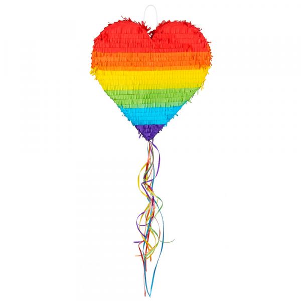 Grosse Zieh Pinata Herz Rainbow 37x36cm