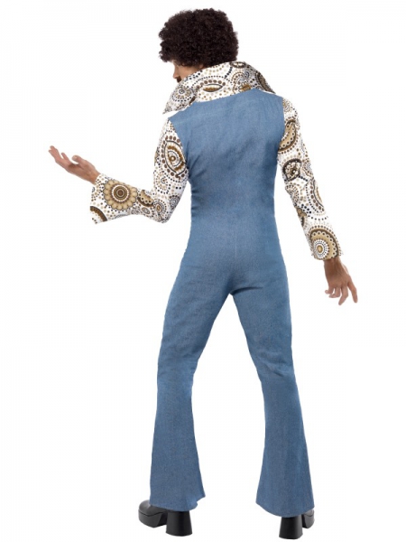 Groovy Dancer Kostüm mit Jumpsuit mit angesetztem Mock Hemd