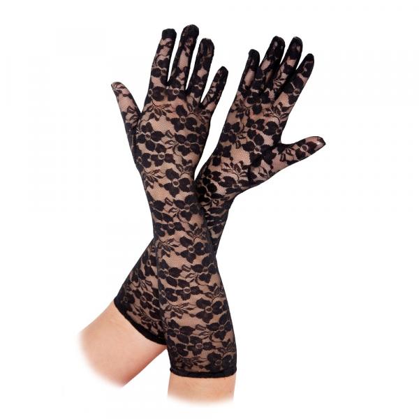 Lange Handschuhe mit Spitze Blumen Muster