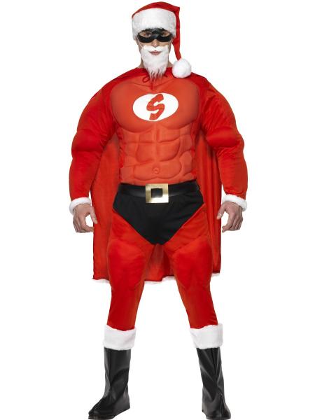 Weihnachtsmann Kostüm Super Santa Muskelkostüm Superman
