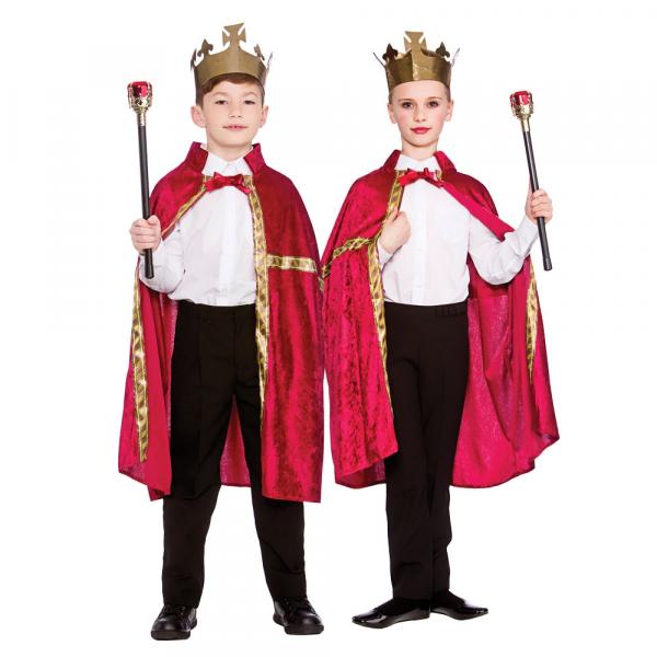 König und Königin Umhang mit Krone in Rot