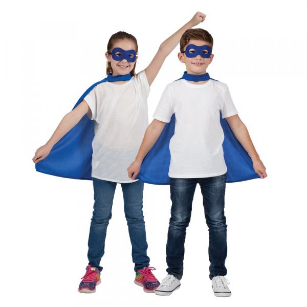 Kinder Super Helden Set mit Umhang und Maske in Blau
