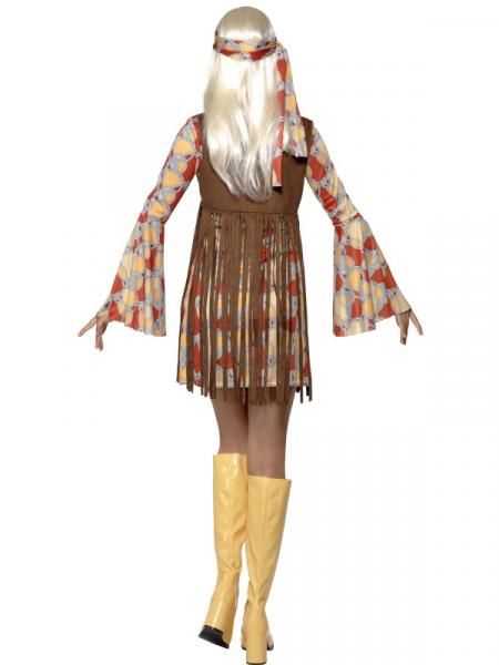 1960er schickes Hippie Girl Kostüm mit Kleid und Fransen Weste
