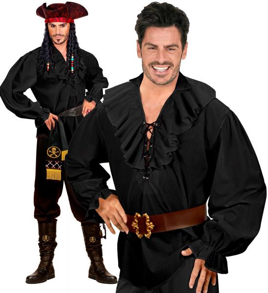 Piraten - Renaissance Hemd Schwarz mit Rüschen