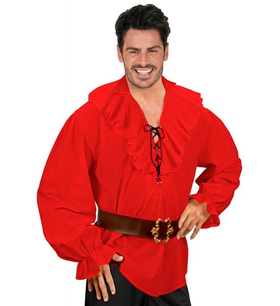 Piraten - Renaissance Hemd Rot mit Rüschen