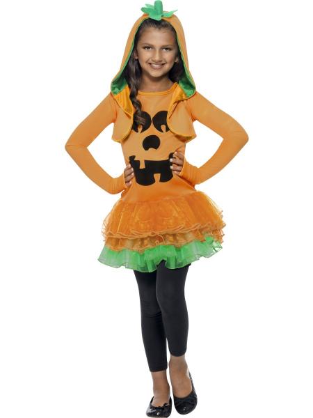 Kürbis Halloween-Kinder-Kostüm orange-schwarz
