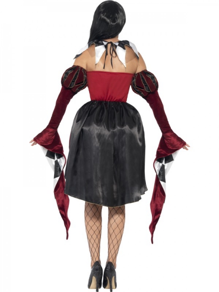 Venezianischer Harlekin Damenkostüm rot-schwarz-weiss