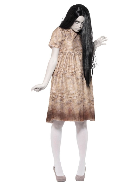 Böser Geist Kostüm mit Kleid & Perücke